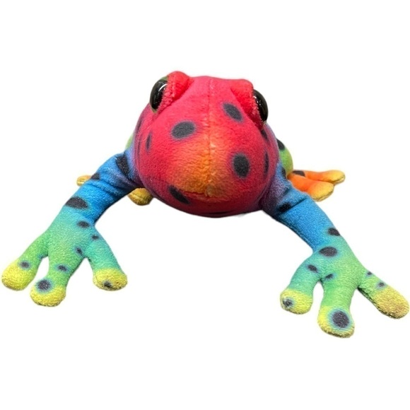 VINTAGE Ganz Rainforest Frog Plush Stuffed Animal H14394 Multicolored Rainbow - Picture 4 of 11